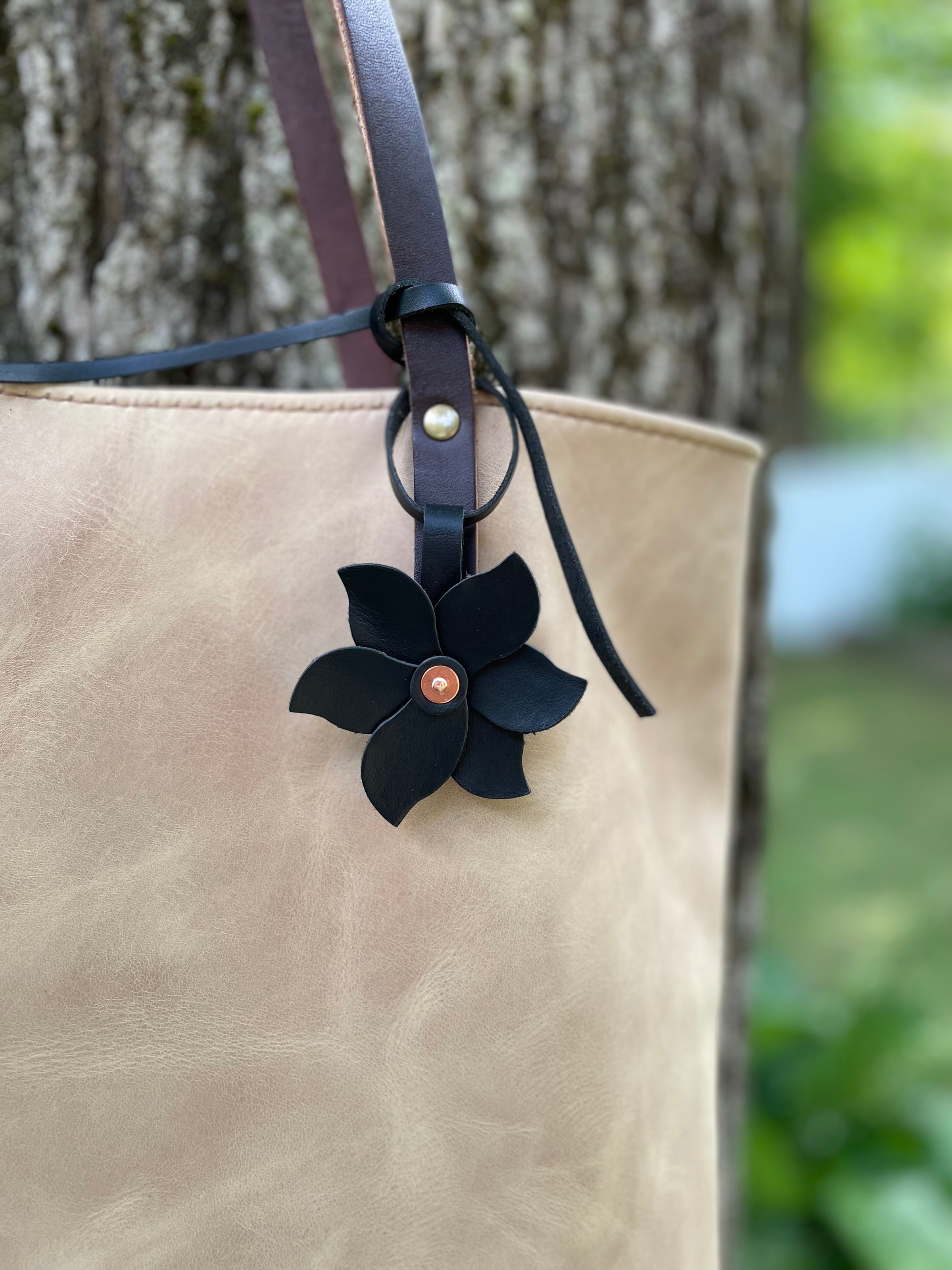 Custom Leather Flower Bag Charms 